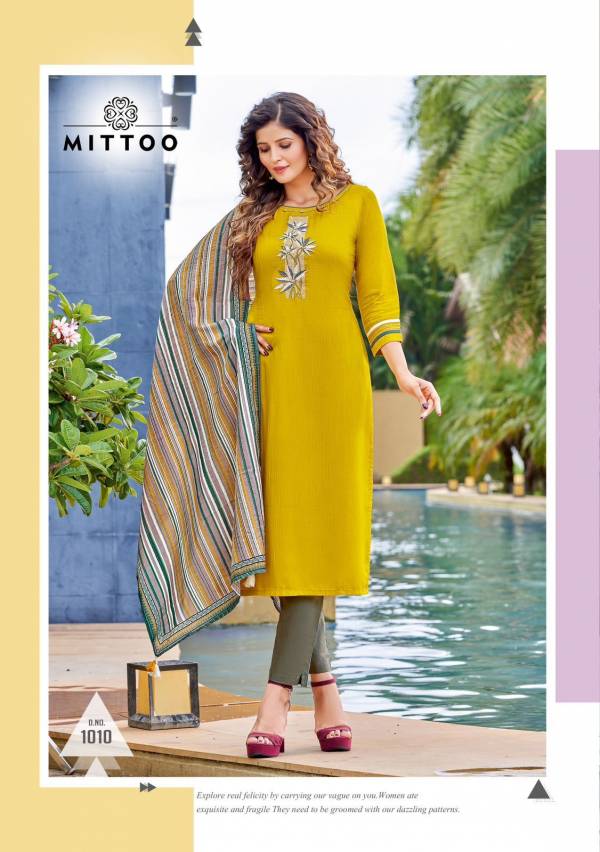 Mittoo Shringar 6 Fancy Ethnic Wear Viscose Weaving Designer Kurti With Bottom Dupatta Collection
